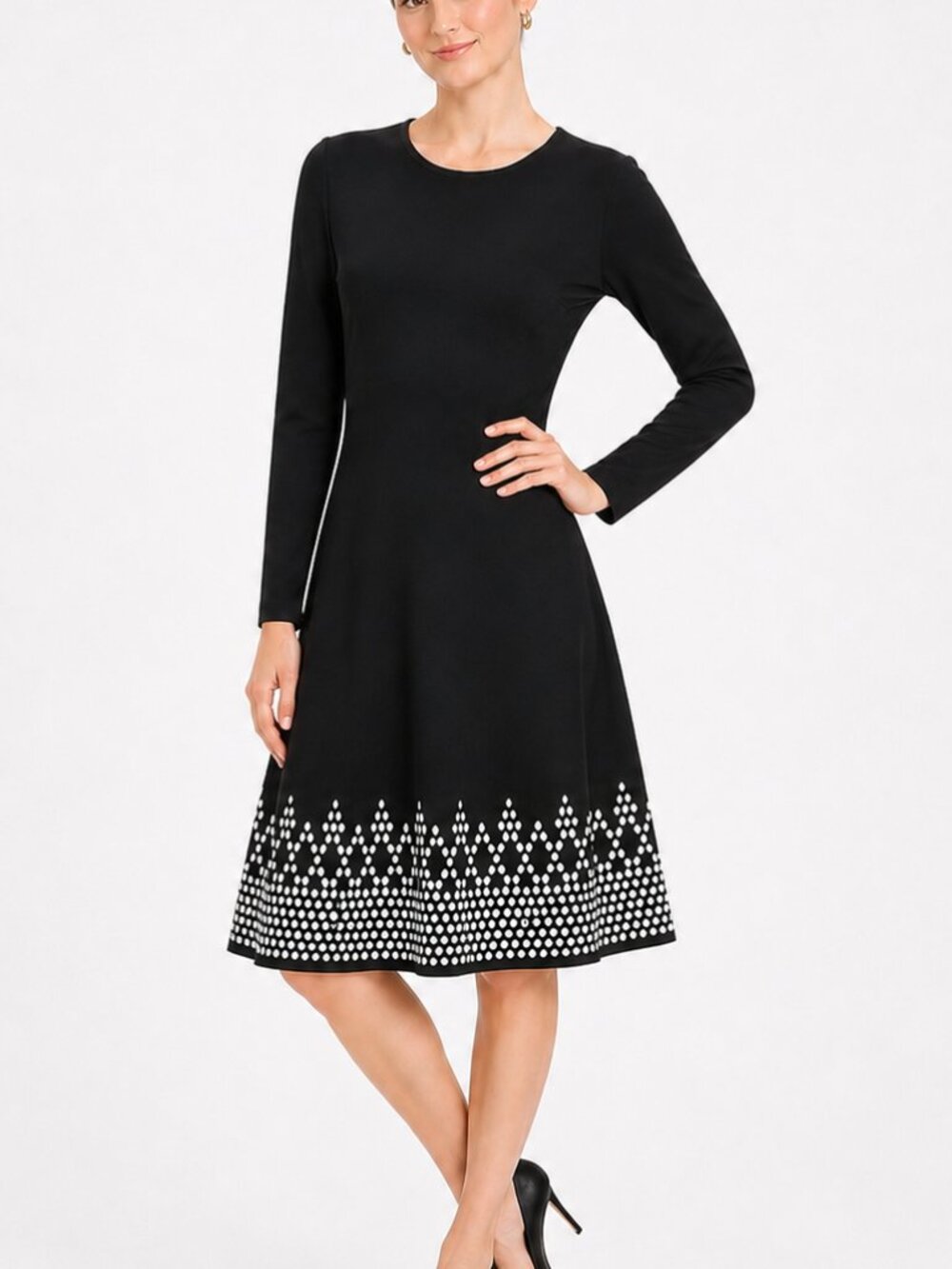 Cozy Black & White Sweater Dress S